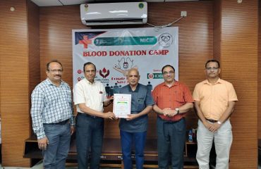 Dr. Debi Prasad Rath, representing the Red Cross, handed over 65 units of blood donation certificate to NEARS