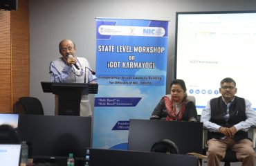 Professor Narasingha Charan Panda, Vice Chancellor of Central University, Koraput delivering his address significance of commitment, values, and “karma” in public service.