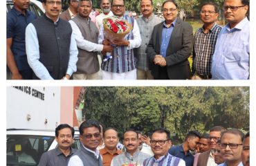 NIC officers welcoming Hon’ble Member of Parliament, Jajpur Constituency, Dr. R. N. Behera.