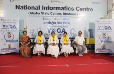 The 12th International Yoga Day was celebrated with great enthusiasm at Dr. Sheshagiri Memorial Hall, NIC Odisha, Bhubaneswar.
