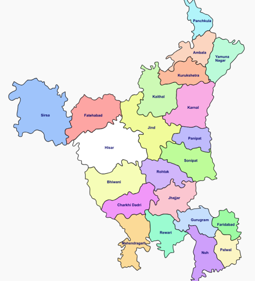 Haryana Map Official map of Haryana showing district boundaries
