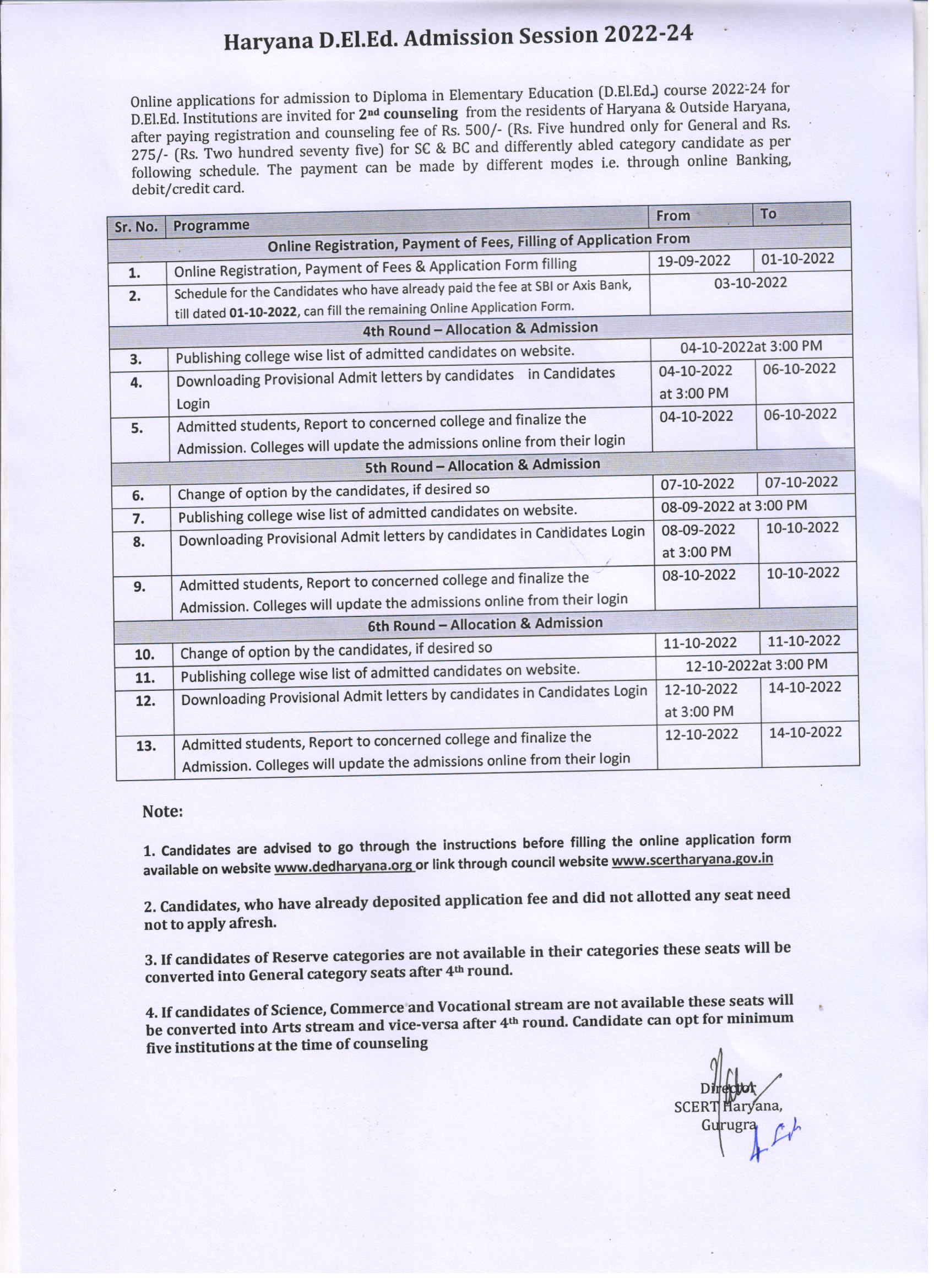 2nd Counseling Schedule D.El.Ed. Admission Session 2022-24 | State ...