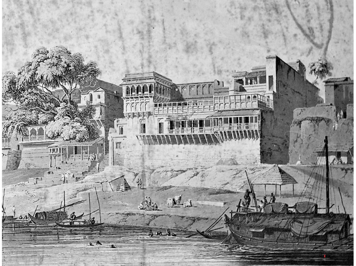 Part of the city of Patna on the river Ganges’, hung on the wall of Raj Bhavan, Bihar
