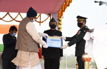 His Excellency felicitating Officers on Republic Day