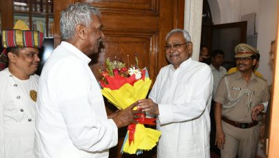 C.M. Shri Nitish Kumar meeting His Excellency.