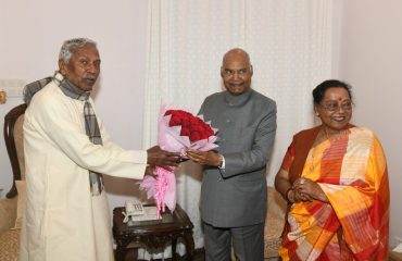 महामहिम माननीय पूर्व राष्ट्रपति श्री राम नाथ कोविंद का स्वागत करते हुए।