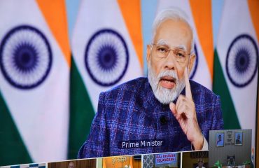 वर्चुअल कांफ्रेंस में माननीय प्रधानमंत्री जी सभी गणमान्य व्यक्तियों को संबोधित कर रहे हैं।