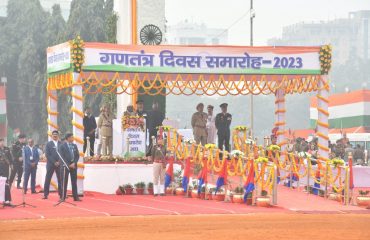 His Excellency addressing all at the republic day program.