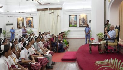 His Excellency interacting with students.