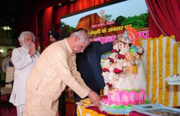 Honorable Governor bowed to Goddess Saraswati at the event.