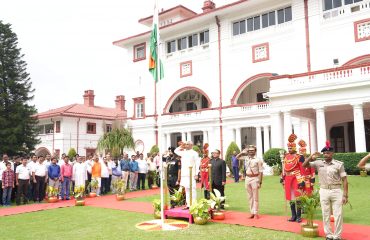 Honorable Governor saluting the National Flag.