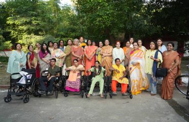 Lady Governor distributed wheel chairs and tricycles.