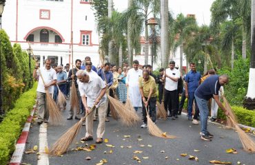 Honorable Governor cleaning the Raj Bhavan campus.