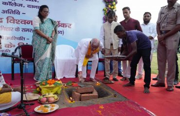 Honorable Governor laying the foundation stone.