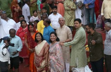 Honorable Governor with Lady Governor at the Chhath puja program at Raj Bhavan.