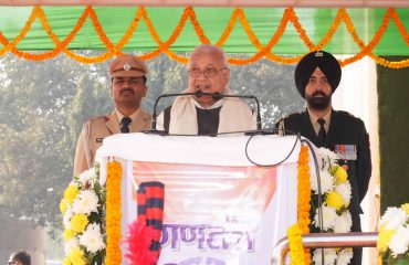 Honorable Governor addressing the people at the event.