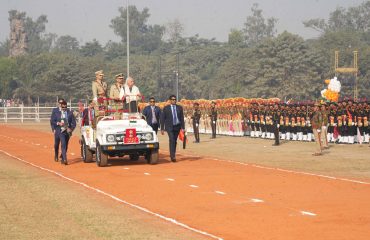 Honorable Governor observing the troops.