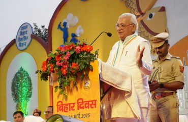 Honorable Governor at the closing ceremony of Bihar Diwas 2025.