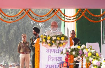 Honorable Governor addressing the people at the event.