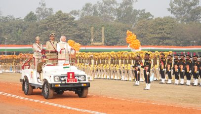 Honorable Governor observing the troops.