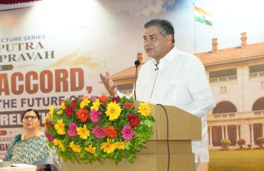 T.C.A. Raghavan addressing the people at the event.