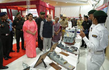 Hon'ble Governor visiting stalls displayed by NCC cadets.