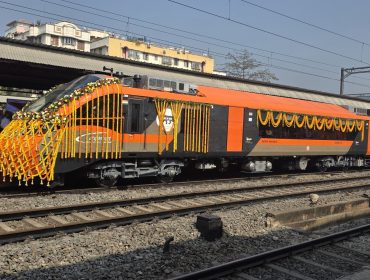 KV Students riding first Sleeper Vande Bharat Train with Hon'ble PM