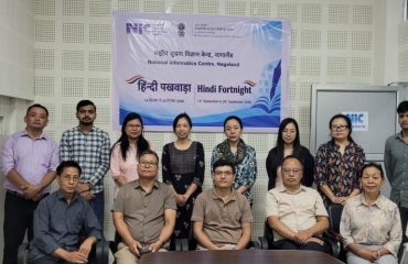 Group photo with External Evaluator Shri Prakash Pradhan and District Officials after the Hindi Poem Recitation, Storytelling, and Singing Competitions.
