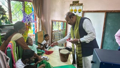 Dr Virendra Kumar Minister for Social Justice and Empowerment visit the Unit of Cerebral Palsy Model School for Persons with Multiple Disabilities NIEPMD