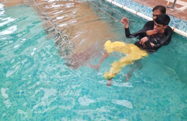 Person affected with Cerebraly Palsy getting rehabilitation service at Hydrotherapy Pool