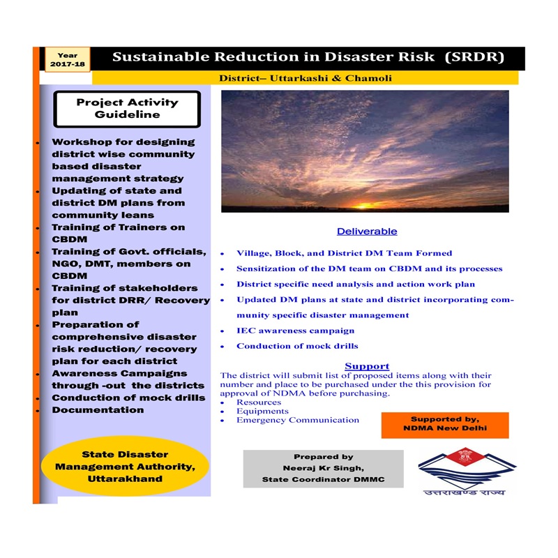 Sustainable Reduction in Disaster Risk (SRDR)