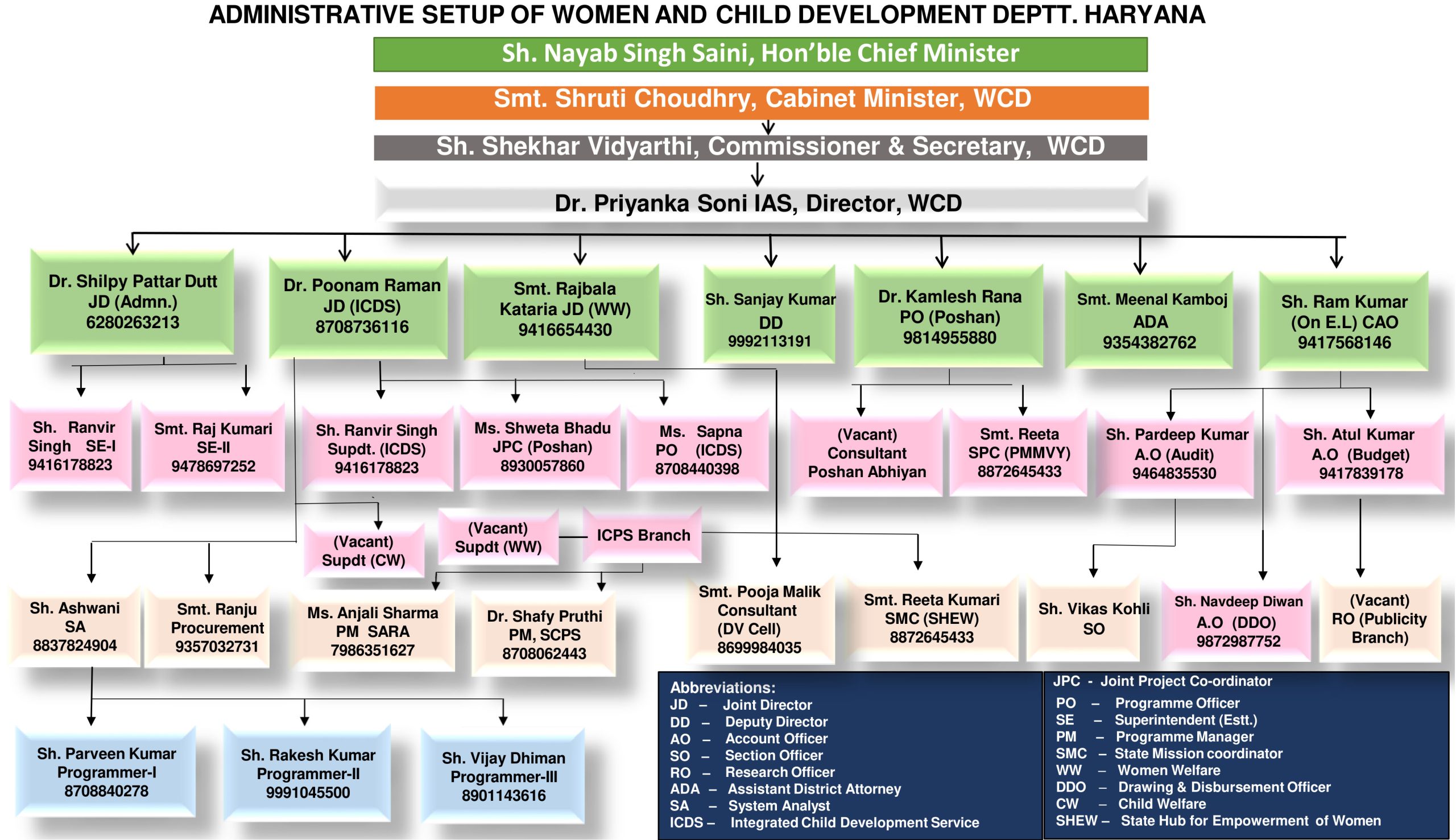 Org chart of WCD