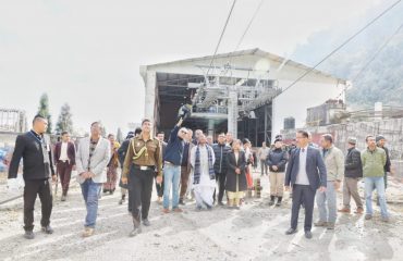 Honourable Governor visits ongoing construction of the Yangyang ropeway under Namchi district.