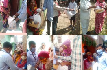 Distribution of ration material by RSLSA to handicapped, widows, women and other poor people in the Jaipur city during nationwide lockdown to prevent corona infection.