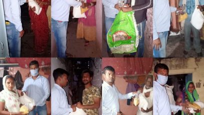 Distribution of ration material by RSLSA to handicapped, widows, women and other poor people in the Jaipur city during nationwide lockdown to prevent corona infection.