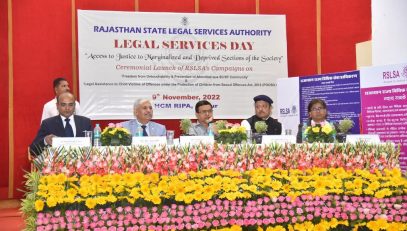 Ceremonial launch of RSLSA’S CAMPAIGNS on “FREEDOM FROM UNTOUCHABILITY & PREVENTION OF ATROCITIES QUA SC/ST COMMUNITY” AND “LEGAL ASSISTANCE TO CHILD VICTIMS OF OFFENCES UNDER THE POCSO ACT, 2012.” on the occasion of National Legal Services Day- 09 November, 2022.