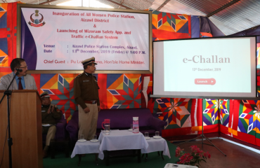 Chief Quest the Hon’ble Home Minister Shri Lalchamliana inaugurate the launching of e-Challan