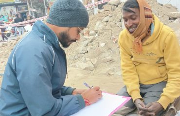 Survey team collecting actual data