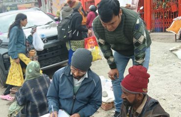 Survey team collecting actual data