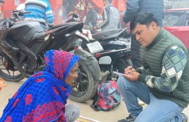 Survey team collecting actual data