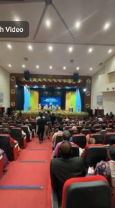 Smt. Sangay Ongmu signing at the venue during 7th Sikkim University convocation in the presence of Hon’ ble President of India