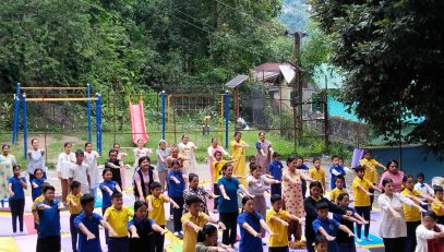 "International Yoga Day" at Saureni Jr. High School, Saureni,Ward no.1, Pakyong District