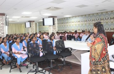 Smt. Madhavi, Assistant Directo (Official Language),Bhabha Atomic Research Centre, Mumbai,presenting a lecture in the public awareness programme