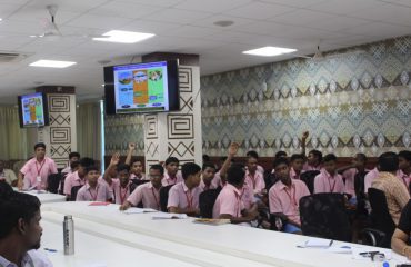 Students answering questions in quiz competition