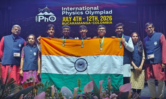 The Indian Contingent comprising the five Gold Medal winners, team leaders and scientific observers at the 56th International Physics Olympiad (IPhO) 2026, Bucaramanga, Colombia
