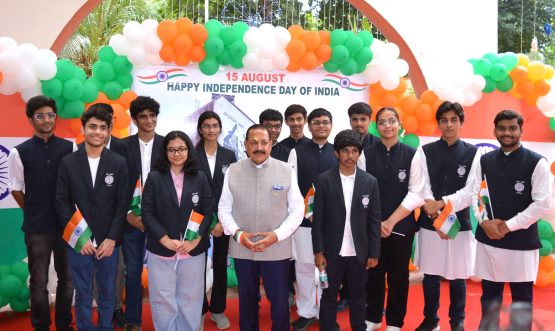 Hon. Minister of State Dr. Jitendra Singh interact with the International Science and Mathematical Olympiad 2026 Achievers