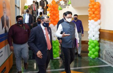 The Hon'ble Minister Of Law & Justice, Sh. Kiren Rijiju Being Welcomed By The Secretary (Justice)