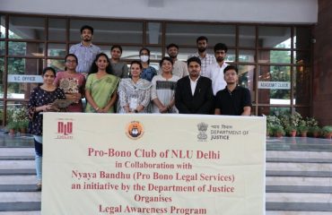Pro bono club of NLUD constituted in collaboration with the Department of Justice (19th Sept 2022)