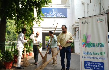 Department of Justice organized a cleanliness drive at Jaisalmer House