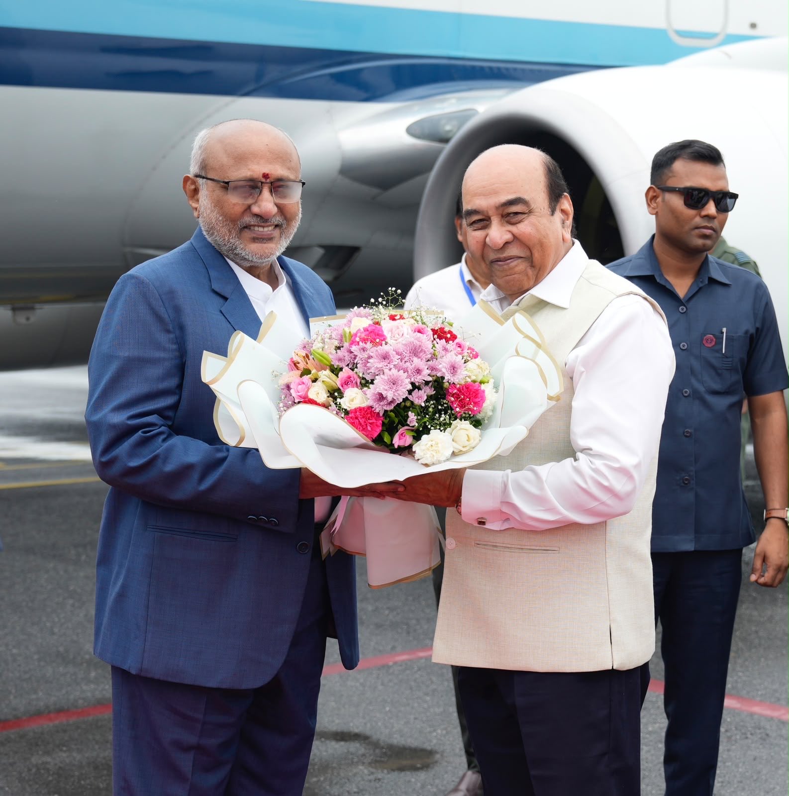 Vice President Shri C. P. Radhakrishnan was warmly received on his arrival at Gaya Ji, Bihar, by Governor of Bihar, Lt. Gen. (Retd.) Syed Ata Hasnain, Chief Minister Shri Samrat Choudhary, Deputy Chief Minister Shri Vijay Kumar Choudhary, Speaker of the Bihar Legislative Assembly Dr. Prem Kumar, and other dignitaries on 11.07.2027